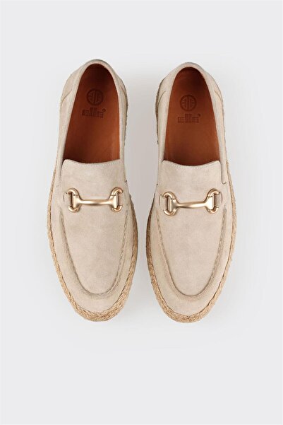 Elle Shoes Bej Deri Erkek Espadril