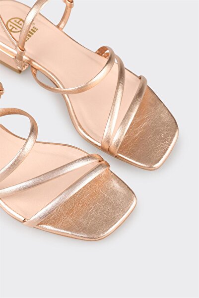 Elle Shoes Rose Leather Women's Heeled Sandals