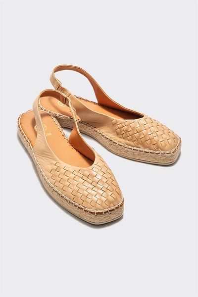 Elle Shoes Camel Leather Women's Espadrille