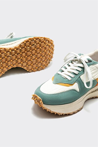 Elle Shoes Green Leather Women's Sports Shoes