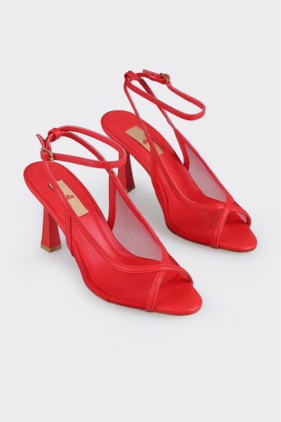 Elle Shoes Red Women's Heeled Sandals