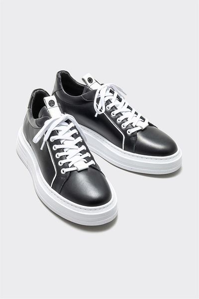 Elle Shoes Black Leather Men's Sports Shoes