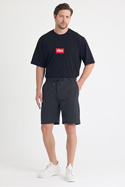 gothamvibes Men's Black Striped Shorts