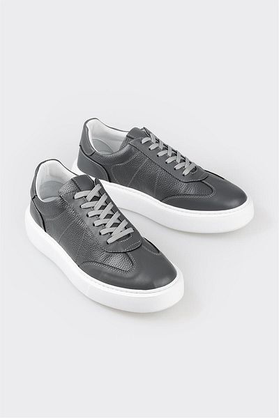 Elle Shoes Gray Leather Men's Sports Shoes