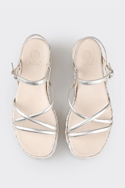 Elle Shoes Lame Leather Women's Wedge Heel Sandals