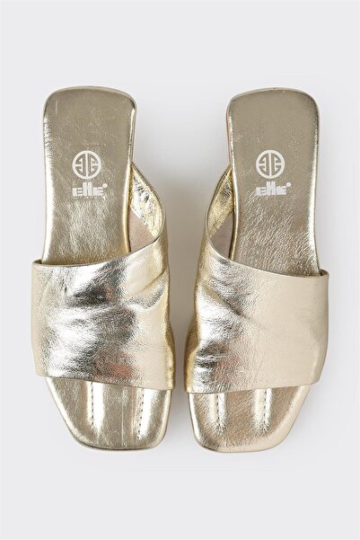 Elle Shoes Gold Leather Women's Slippers