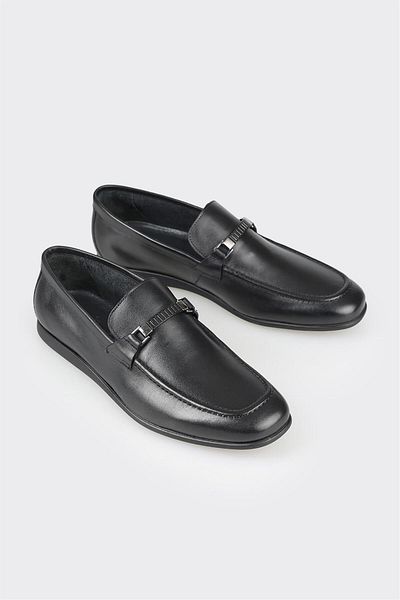 Elle Shoes Black Leather Men's Loafer