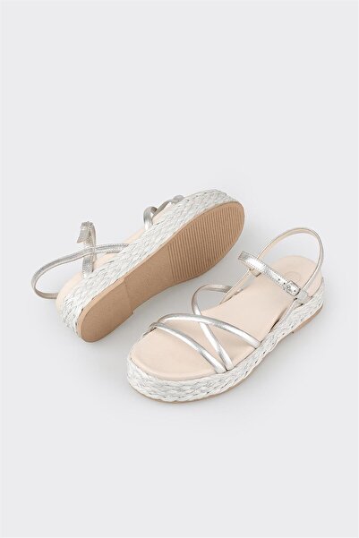 Elle Shoes Lame Leather Women's Wedge Heel Sandals