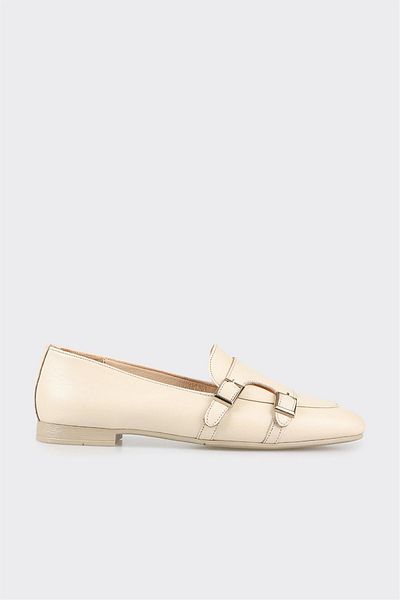 Elle Shoes Beige Leather Women's Loafer
