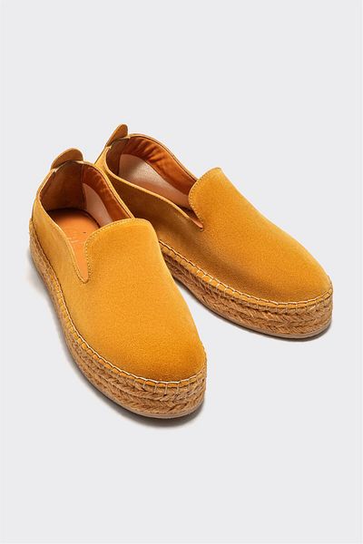 Elle Shoes Yellow Leather Women's Espadrilles