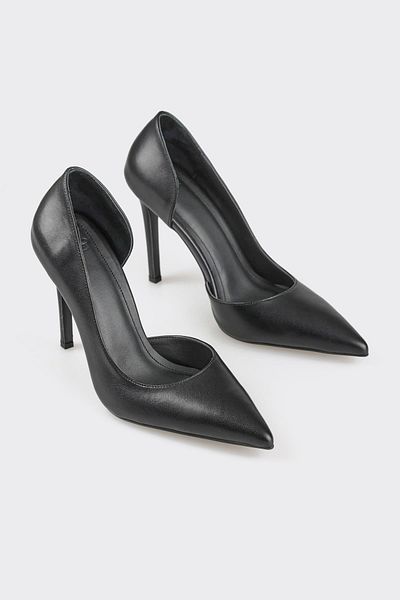 Elle Shoes Black Leather Women's Stiletto