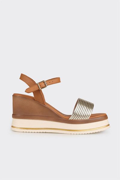 Elle Shoes Tan Women's Wedge Heel Sandals