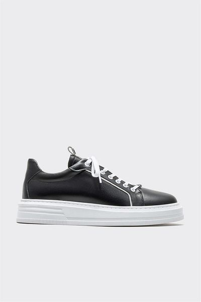 Elle Shoes Black Leather Men's Sports Shoes