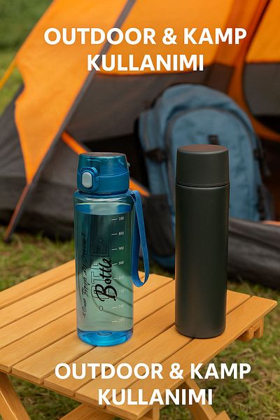 Open Home Concept 1 Liter Blue Drip-Proof Leak-Proof School Workplace Gym Water Bottle