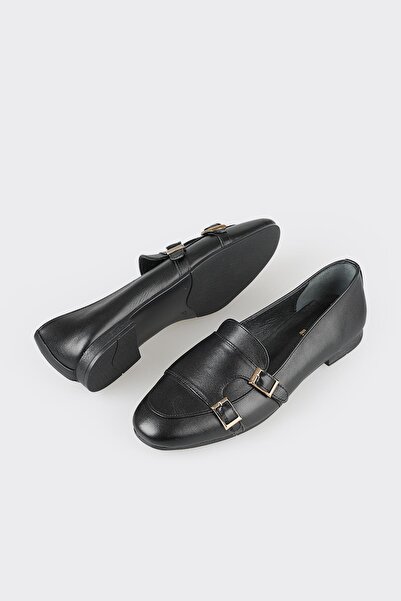 Elle Shoes Black Leather Women's Loafer