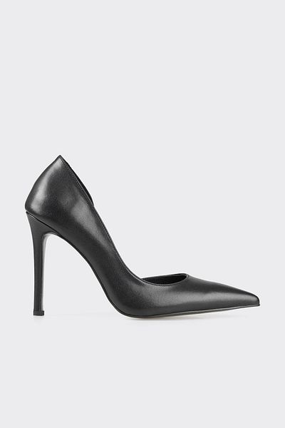 Elle Shoes Black Leather Women's Stiletto