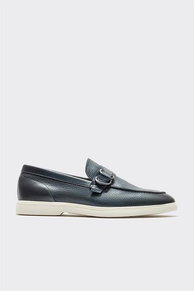 Elle Shoes Navy Blue Leather Men's Casual Shoes