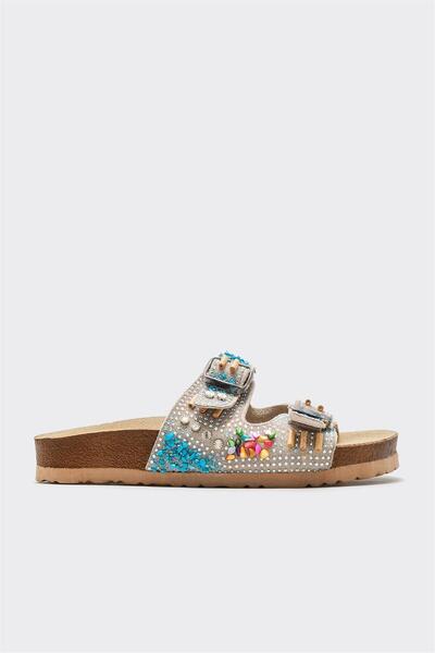 Elle Shoes Bej Deri Kadın Terlik