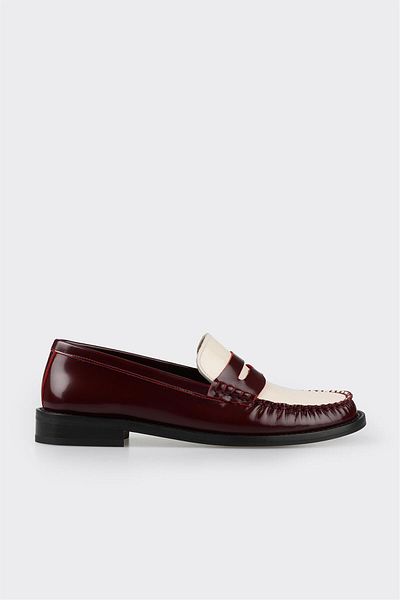 Elle Shoes Claret Red Leather Women's Loafer