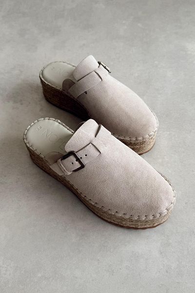 nope21shoess Martin Beige Genuine Leather Slippers