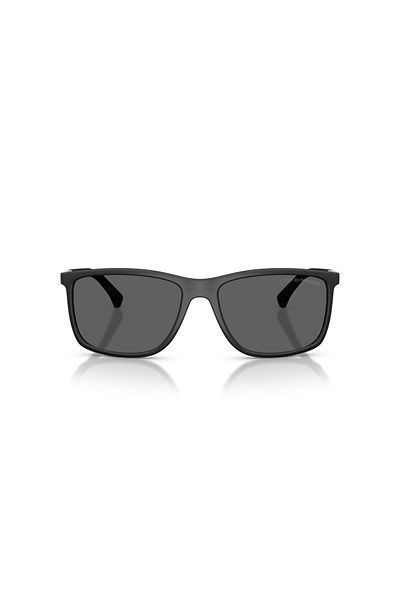 Emporio Armani نظارة شمسية مستطيلة للرجال - Ea 4058 - مقاس العدسة: 58 مم - مطاط أسود