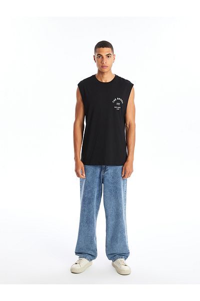 LC Waikiki Crew Neck Printed Combed Cotton Men's Sleeveless T-Shirt