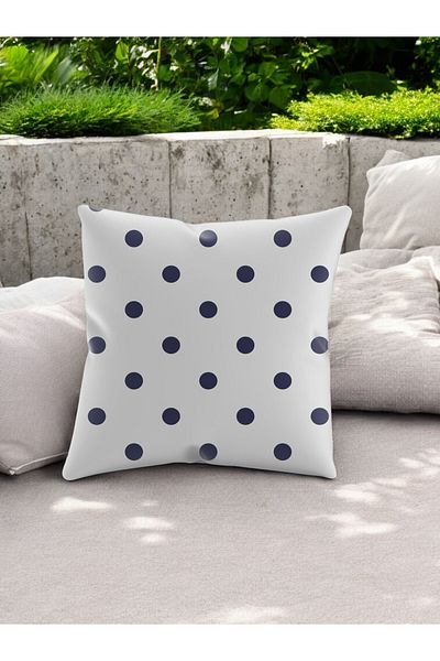 ASDİVA Smr Polka Dot Patterned Modern Throw Pillow Decorative Cushion Blue White Colored 43X43