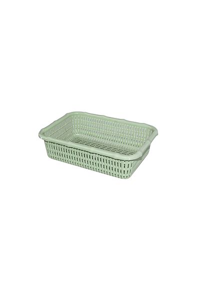 rexa Green Rectangular Plastic Storage Basket – Durable Organizer for Home Use
