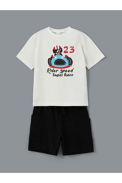 LC Waikiki Printed Boys' T-Shirt and Shorts 2-Pack
