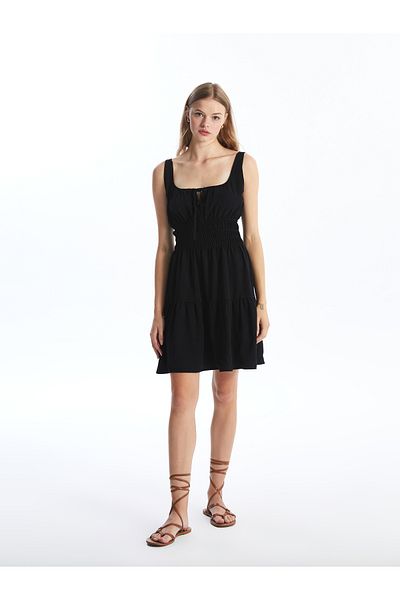 LC Waikiki Γυναικείο φόρεμα U-Neck Plain Line Blend