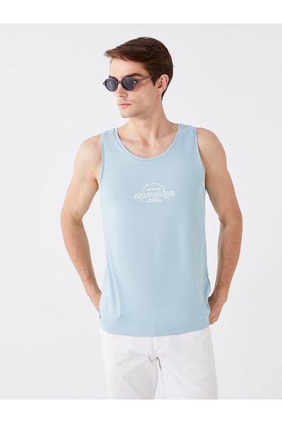 LC Waikiki Ανδρικό αμάνικο μπλουζάκι από βαμβάκι με στάμπα με λαιμόκοψη