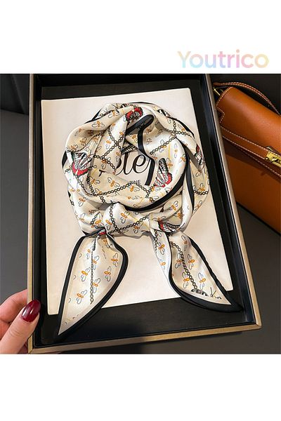 Youtrico Long silk scarves,Headbands,Butterflies, dragonflies,147cm