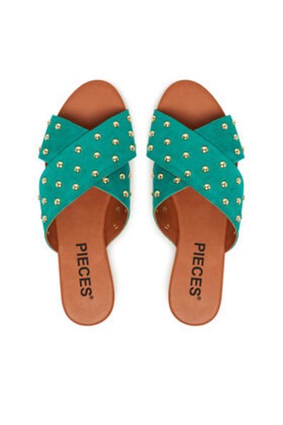 PIECES Șlapi de damă verzi PIECES-17156837 PEPPER GREEN