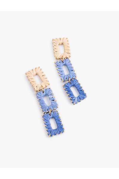 Koton Large Size Geometric Straw Earrings