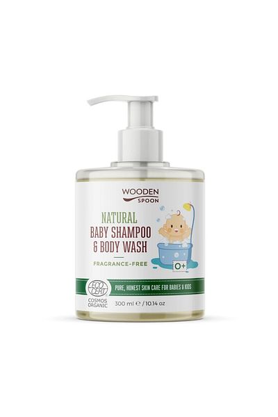 OEM Sampon si gel dus fara parfum pentru copii si bebelusi, bio, 300ml, Wooden Spoon
