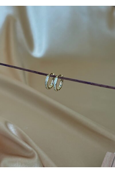 Home Sihra Accessories taşlı küçük halka küpe 14 altın renk