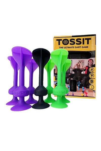 Tossit Darts Set with Suction Cups, Tossit, set of 7, purple-green