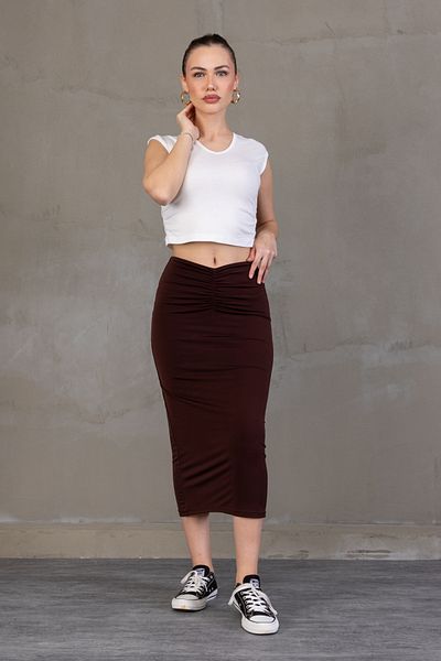 Zula Moda Пола тип молив Dpareli с дължина миди – подплата, лятна, с еластична талия