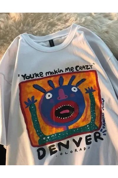 Touz Moda Harajuku Denver Art Unisex Oversize T-Shirt