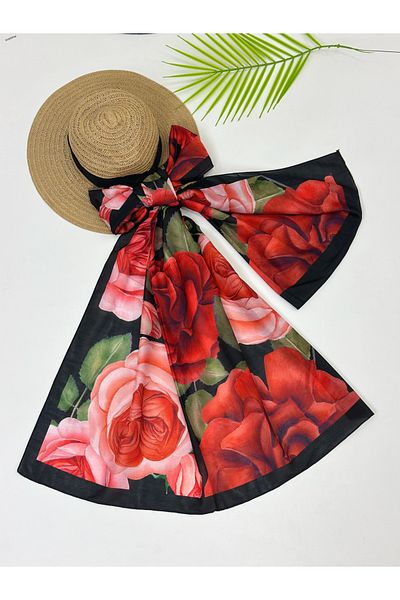 YEDİLALE Rose Patterned Cotton Shal