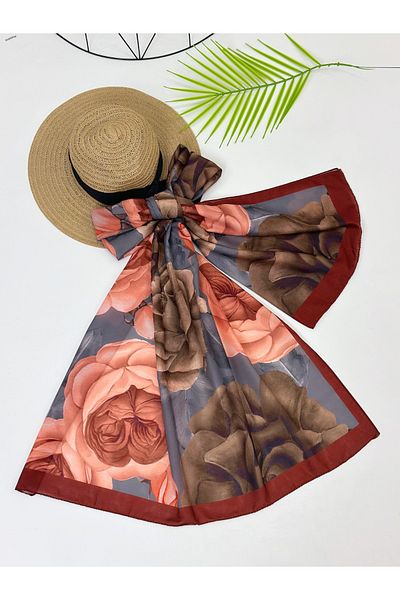 YEDİLALE Rose Patterned Cotton Shal