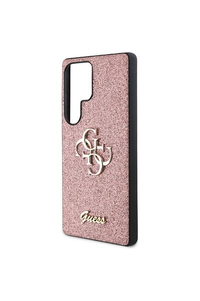 Guess Case for Samsung Galaxy S25 Ultra - Guess Glitter Script Big 4G Logo (GUHCS25LHG4SGP) - Pink