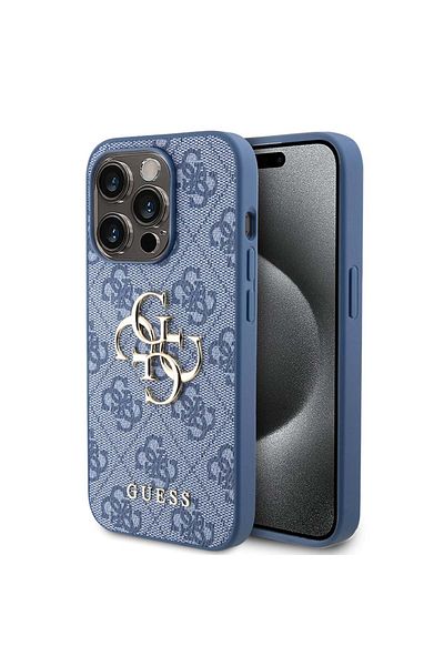 Guess Case for iPhone 15 Pro - Guess Hardcase 4G Big Metal Logo - Blue, GUHCP15L4GMGBL