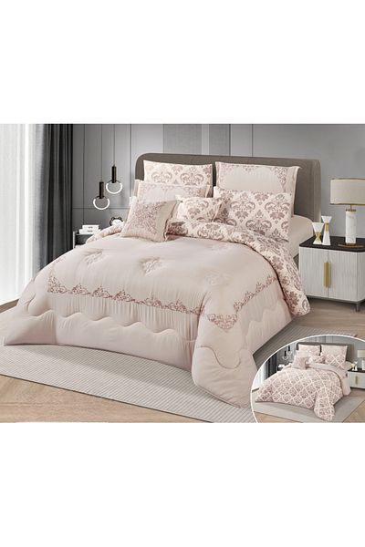 HOURS Horse 8-Piece Soft Embroidered Double-Sided Heavy Fill Quilt Set Cornelia-005