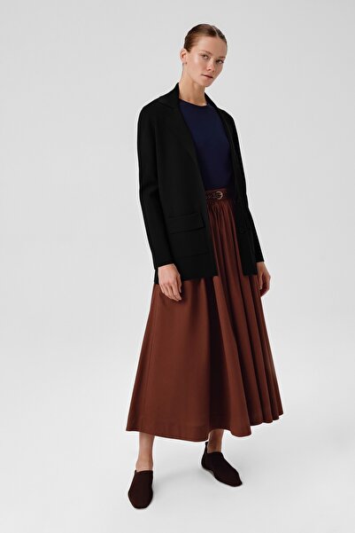 Triko Mısırlı Black V-Neck Buttoned Women's Jacket