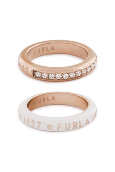 FURLA Set de 2 inele pentru femei, alb, FURLA-WJ00251 K22000 3914S PANNA+COLOR ORO ROSA