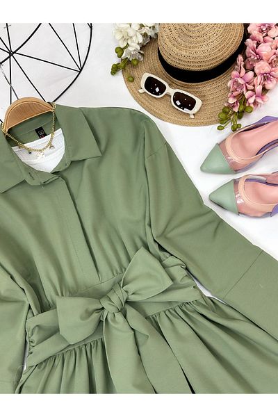 YEDİLALE Belly Tie Style Long Sleeve Tunic 1 Size(36/38) 2 Size(40/42)
