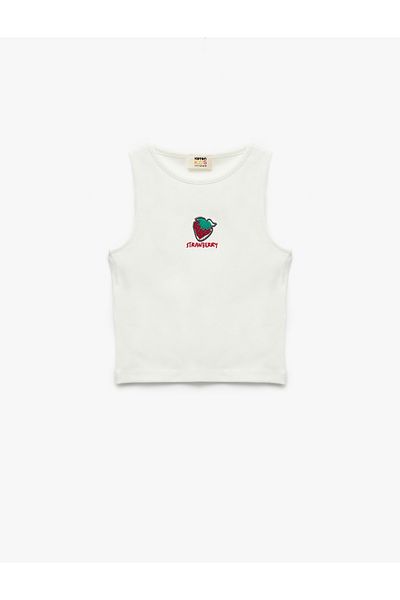 Koton Crew Neck Sleeveless Strawberry Printed Cotton Undershirt