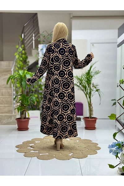 Punta Otantik Sln31117 Cotton Viscose Buttoned Long Selin Dress