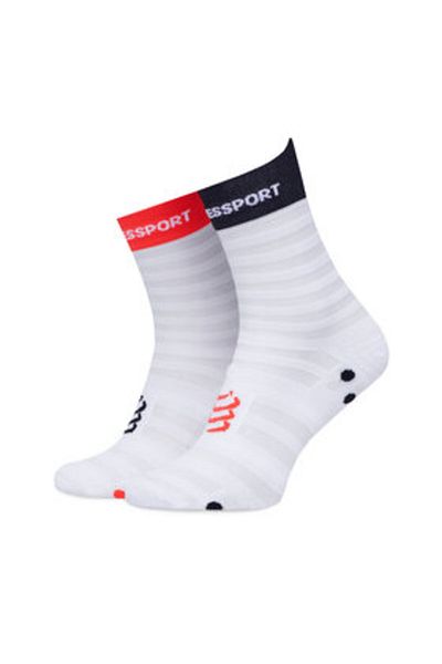 Compressport Șosete joase unisex pentru femei, albe, COMPRESSPORT-XU00050B0047 ALB/ROȘU FLUO/NEGRU